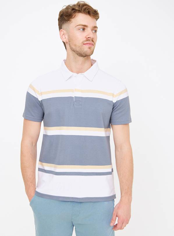 Blue & Yellow Stripe Polo Shirt  XXL